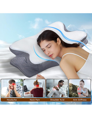 Almohada Cervical Ergonomica Smanlia 62x35cm Espuma Viscoelástica