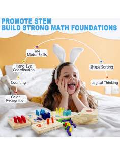 Tablero de Contar Números de Madera BEWITU para Niños 3-5 Años 2