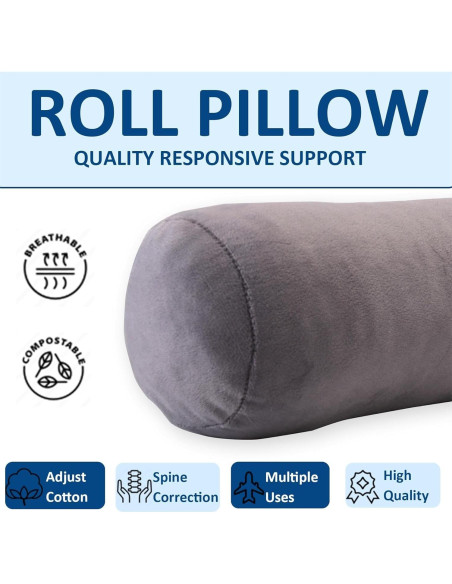 Almohada Cervical Rollo Anti Celulitis 43x10 cm Gris Almohada Cervical Rollo Anti Celulitis 43x10 cm Gris
