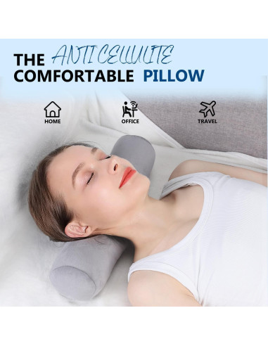 Almohada Cervical Rollo Anti Celulitis 43x10 cm Gris