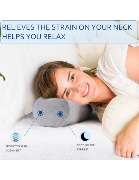 Almohada Cervical Rollo Anti Celulitis 43x10 cm Gris Almohada Cervical Rollo Anti Celulitis 43x10 cm Gris