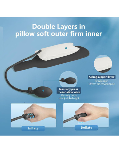 Almohada Cervical Inflable RESTCLOUD Ajustable para Dormir