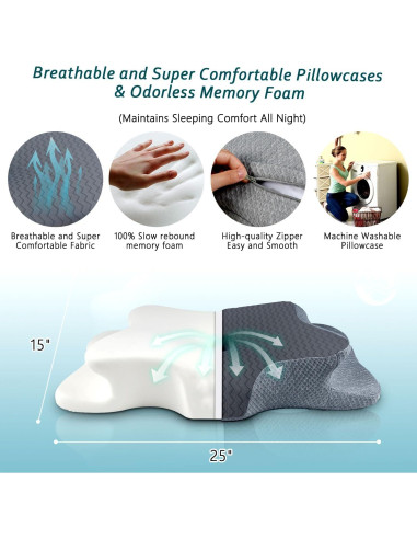 Almohada Cervical Ergonómica CHxxy 63.5x38.1cm Espuma Viscoelástica