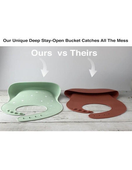 Babero de Silicona Otterlove - 2 Piezas Elefantes y Nutrias