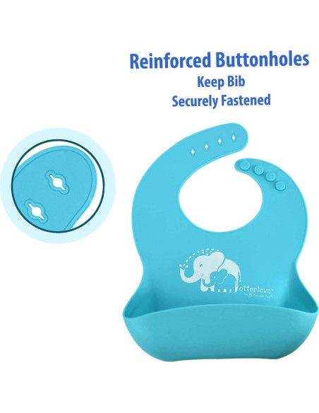 Babero de Silicona Otterlove - 2 Piezas Elefantes y Nutrias
