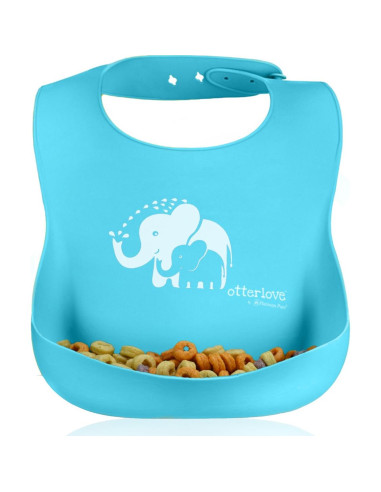 Babero de Silicona Otterlove - 2 Piezas Elefantes y Nutrias