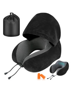 Almohada de viaje Cirorld con capucha y espuma viscoelástica