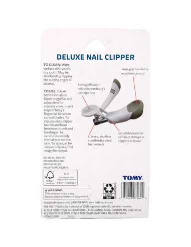 Cortauñas Deluxe para Bebés Tomy con Lupa 4x - 1 Paquete