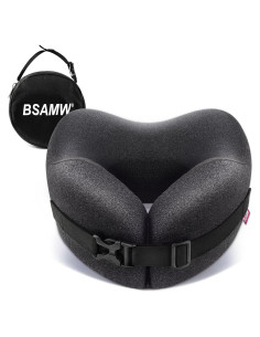 Almohada de Viaje BSAMW - Espuma de Memoria Ajustable Negra