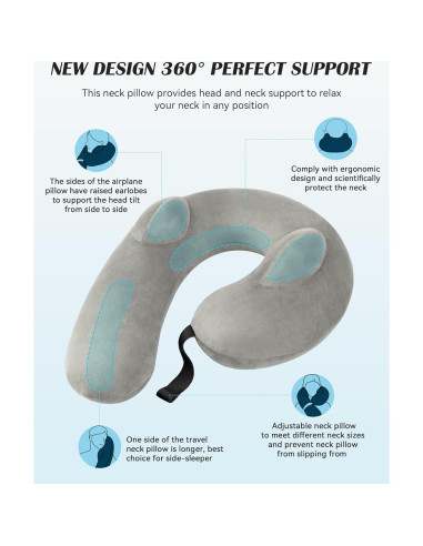 Almohada de Cuello Inflable BLABOK para Viajar Gris