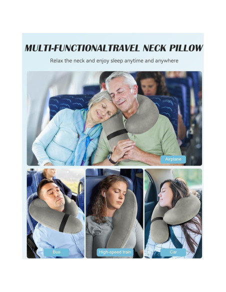 Almohada de Cuello Inflable BLABOK para Viajar Gris