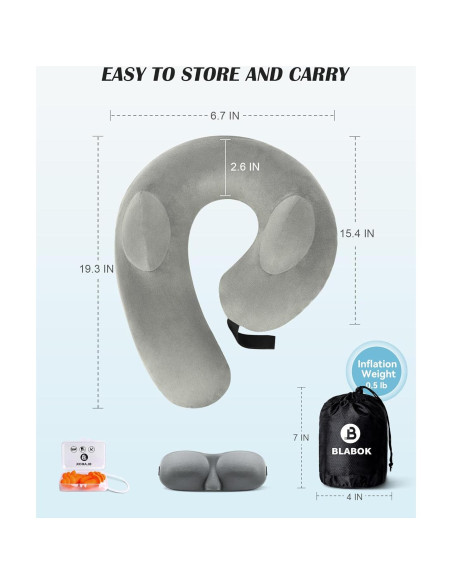 Almohada de Cuello Inflable BLABOK para Viajar Gris