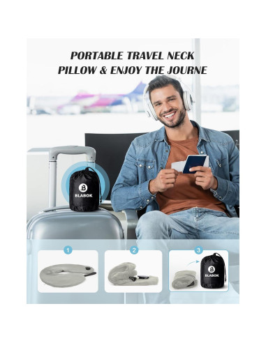 Almohada de Cuello Inflable BLABOK para Viajar Gris