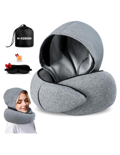 Almohada de viaje Maxzeker - Espuma viscoelástica, gris
