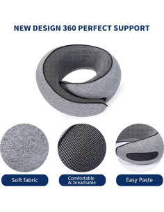 Almohada de Viaje MIAGLACE Espuma de Memoria 25,4cm Gris 2