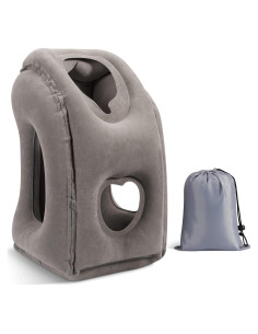 Almohada Inflable de Viaje MoKo Gris Soporte Cuello 29x30x50cm