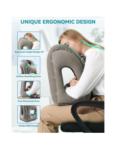 Almohada Inflable de Viaje JefDiee Gris 45 Ergonométrica 2