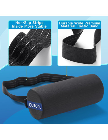 Almohada Lumbar QUTOOL Firme Negra para Silla y Coche