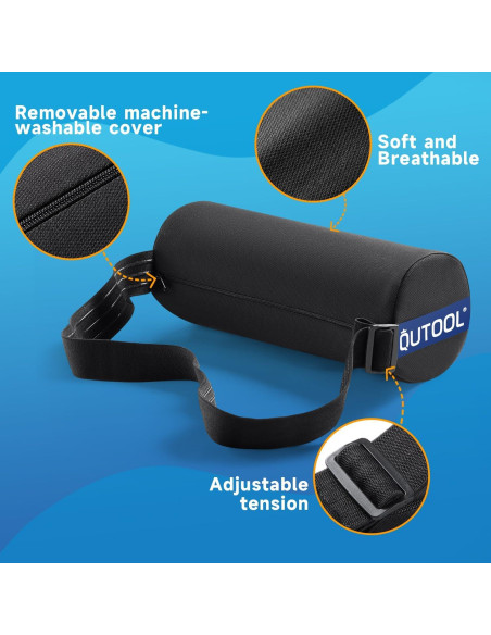 Almohada Lumbar QUTOOL Firme Negra para Silla y Coche