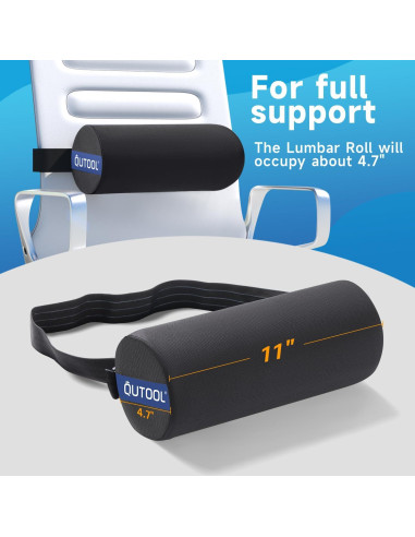 Almohada Lumbar QUTOOL Firme Negra para Silla y Coche
