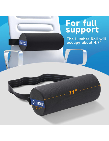 Almohada Lumbar QUTOOL Firme Negra para Silla y Coche