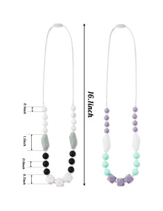 Collares de Dentición para Bebés 2PCS - Silicona Verde Gris Negro 2