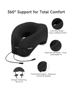 Almohada de Viaje Ergonómica SPUER con Accesorios Negros 2