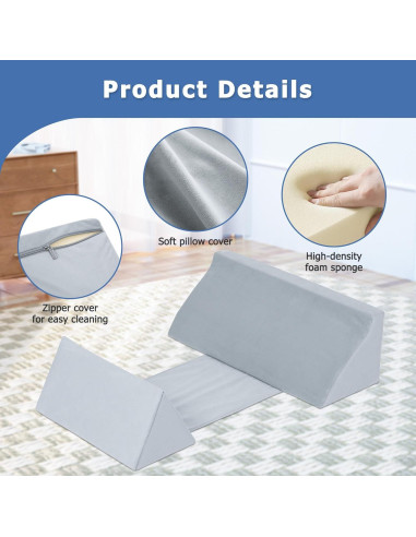 Cojín en cuña Fanwer gris para dormir de lado 30