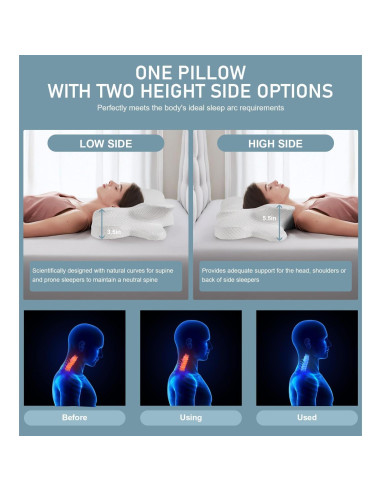 Almohada Cervical Ergonomica Orchidleaf 10 cm Espuma Viscoelástica