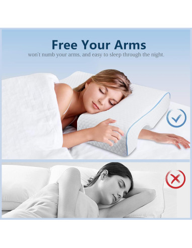 Almohada Arqueada de Memoria HEYPORK para Dormir Lado Derecho