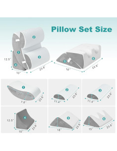 Hansleep Almohadas en Cuña Ortopédica 6 Piezas Espuma Viscoelástica 2