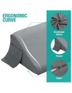 Cojín en cuña Vekkia para cama 152,4x25,4x15,2 cm Gris 2