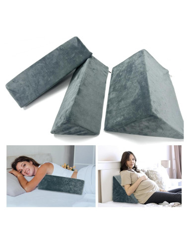3 Almohadas Cuña JZHLLA Espuma Soporte Espalda y Piernas