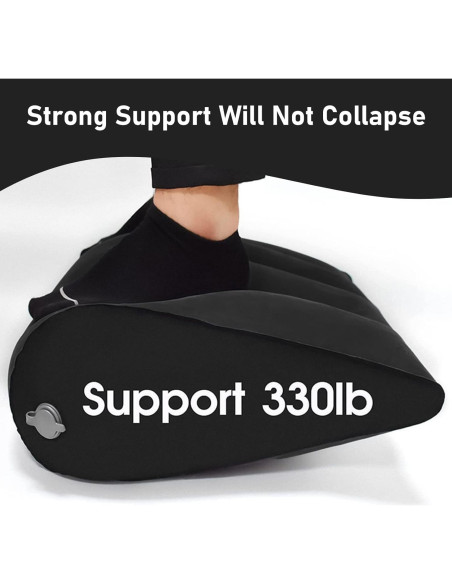 Cojín Inflable en Cuña Prosixtoy Negro para Viaje y Camping Cojín Inflable en Cuña Prosixtoy Negro para Viaje y Camping