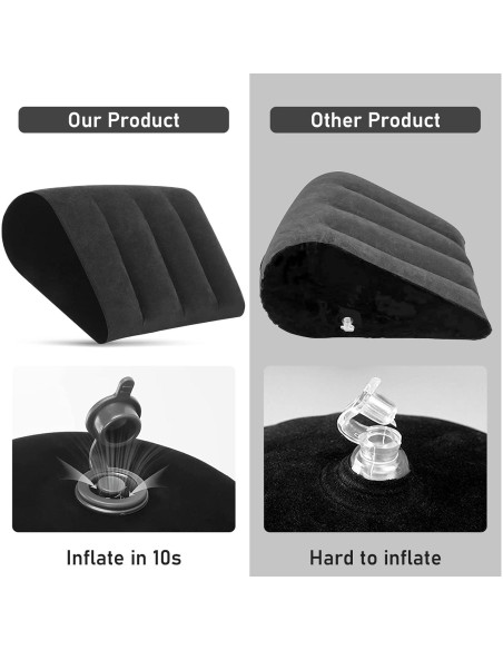 Cojín Inflable en Cuña Prosixtoy Negro para Viaje y Camping Cojín Inflable en Cuña Prosixtoy Negro para Viaje y Camping