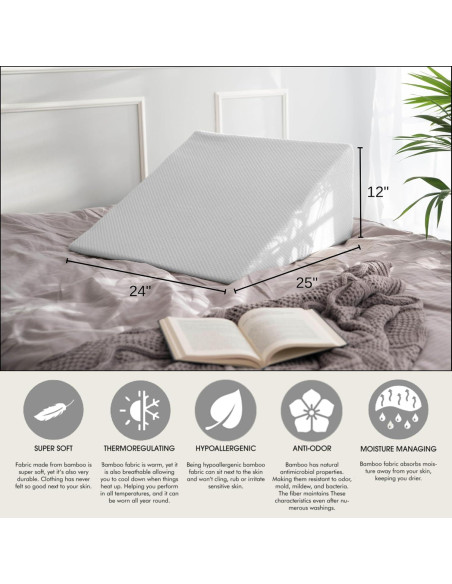 Funda de Almohada Cuña PlanetofBamboo 63,5x61 cm Gris