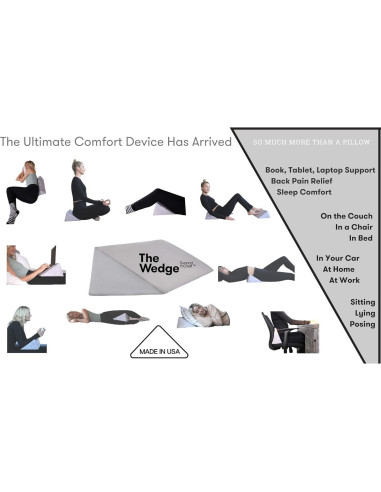 Almohada Cuña de Espuma La Cuña 38x22x14 cm Gris