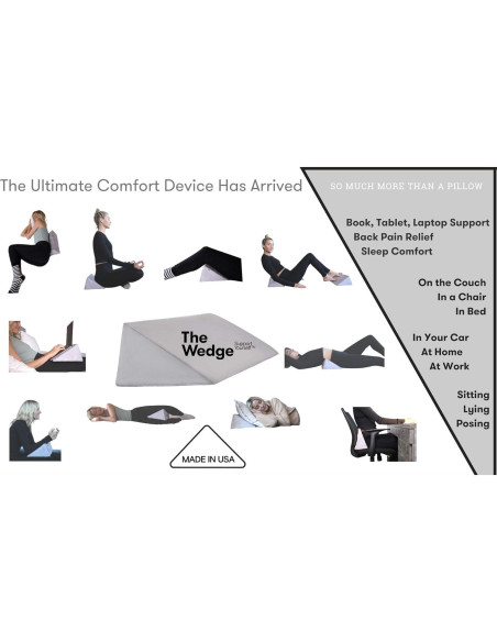 Almohada Cuña de Espuma La Cuña 38x22x14 cm Gris