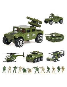 Juego de 18 vehículos militares Singer con tanques y soldados
