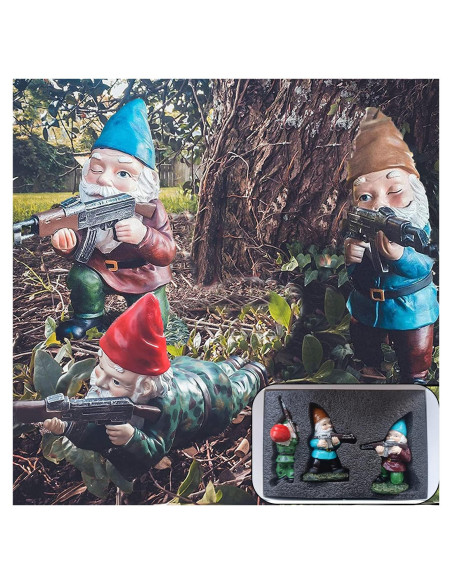 Gnomos de Jardín Militares GAZETSZ 11.43 cm Decoración