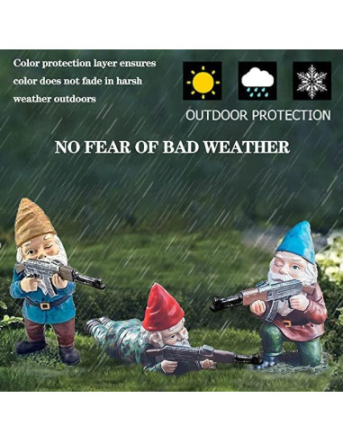 Gnomos de Jardín Militares GAZETSZ 11.43 cm Decoración