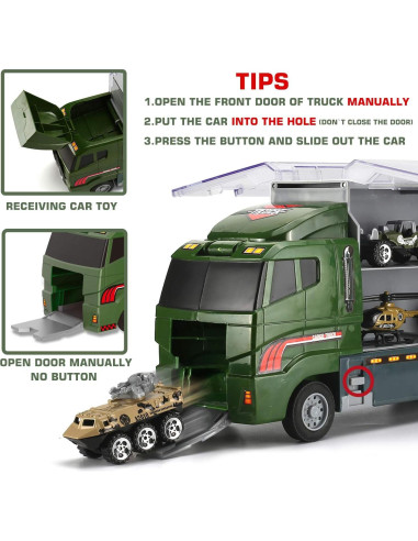 Camión Militar con Soldados y Vehículos Byonebye 26 Pcs