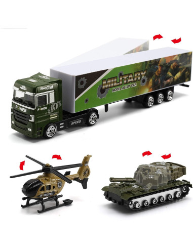 Camión Militar con Soldados y Vehículos Byonebye 26 Pcs