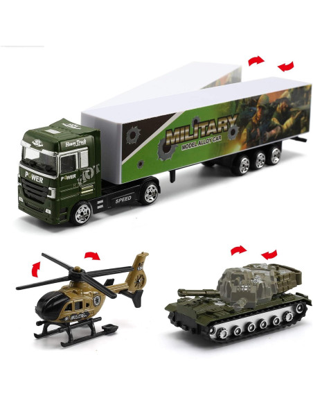 Camión Militar con Soldados y Vehículos Byonebye 26 Pcs