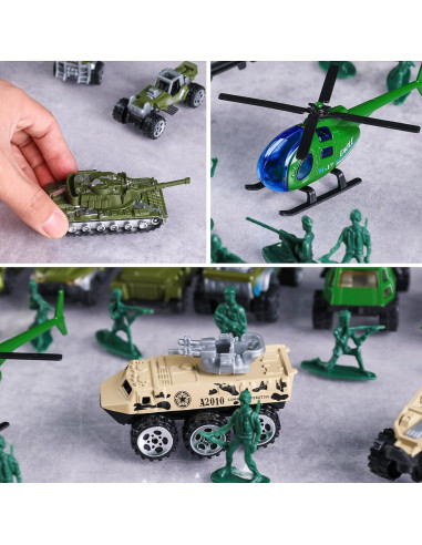 Juguetes de Vehículos Militares 3 Nutrias 62 Piezas