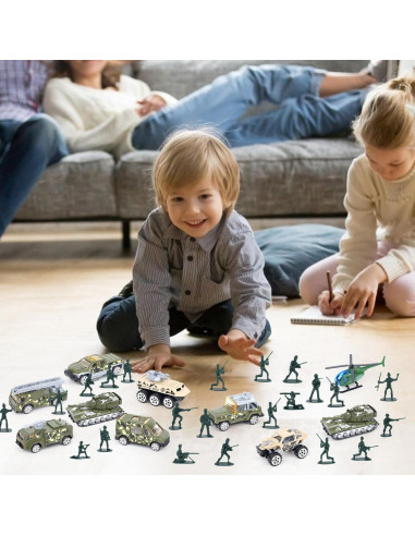 Juguetes de Vehículos Militares 3 Nutrias 62 Piezas