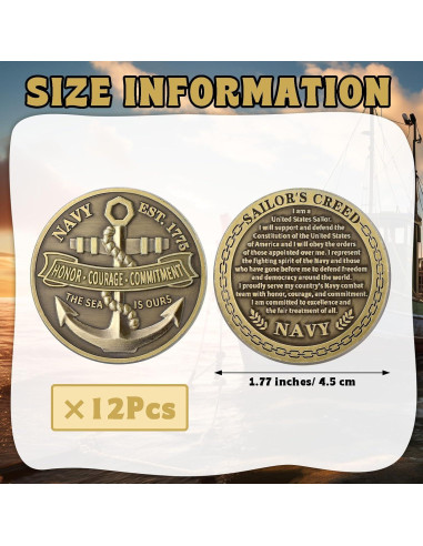 12 Monedas Desafío Marina EE. UU. Landical 4.5 cm Regalos