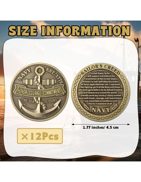 12 Monedas Desafío Marina EE. UU. Landical 4.5 cm Regalos