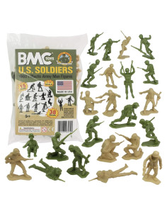Figuras de Soldados de Plástico BMC 38pc WW2 Verde y Tan