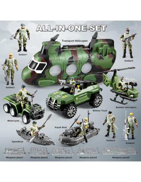 Conjunto 56-en-1 Juguetes de Soldados JASSKKBO para Niños